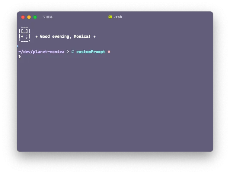 gameboy prompt output with time of day greeting